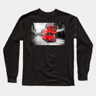 London Red Bus, Double Decker To Knightsbridge Long Sleeve T-Shirt